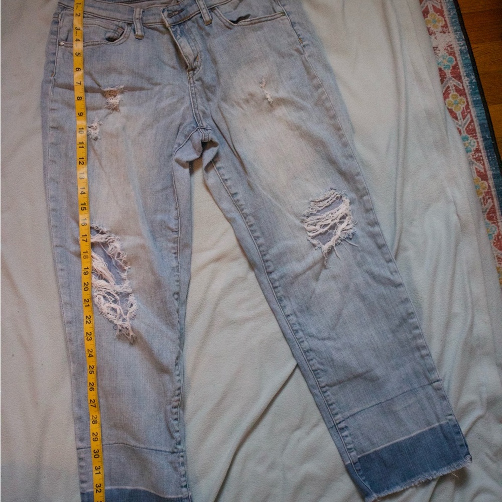 Melrose and Market Blue Boyfriend Jeans Distressed Cuffed